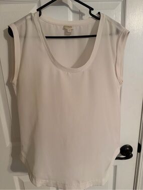 J. Crew Women's Light Cream Scoop Neck Sleeveless Top